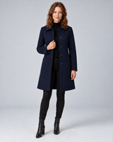 Women's Tailored Longline Wool Coat with Button Front and Side Pockets