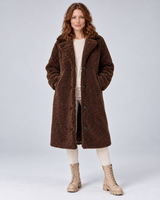 Women's Oversized Long Wool Blend Winter Coat with Lapel Collar