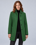 SAILSATIN Charlotte tailored overcoat in Green, front studio view
