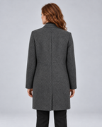 SAILSATIN Charlotte tailored overcoat in Grey, back studio view