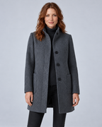 SAILSATIN Charlotte tailored overcoat in Grey, front studio view
