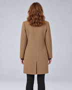 SAILSATIN tailored overcoat in Khaki, back studio image