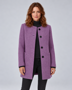 SAILSATIN tailored overcoat in Purple, front open studio image