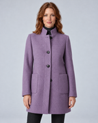SAILSATIN Charlotte tailored overcoat in Purple, front studio view