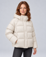 Women’s Hooded Puffer Jacket – High Neck Padded Winter Coat