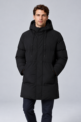 Men's Longline Hooded Padded Winter Parka Jacket